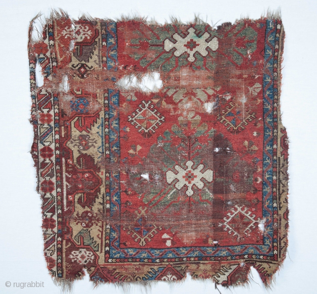 Western Anatolian Rug Fragment  82 x 84 cm / 32'' x 33''                    