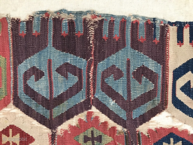 Early Anatolian kilim half with great colors 
                         