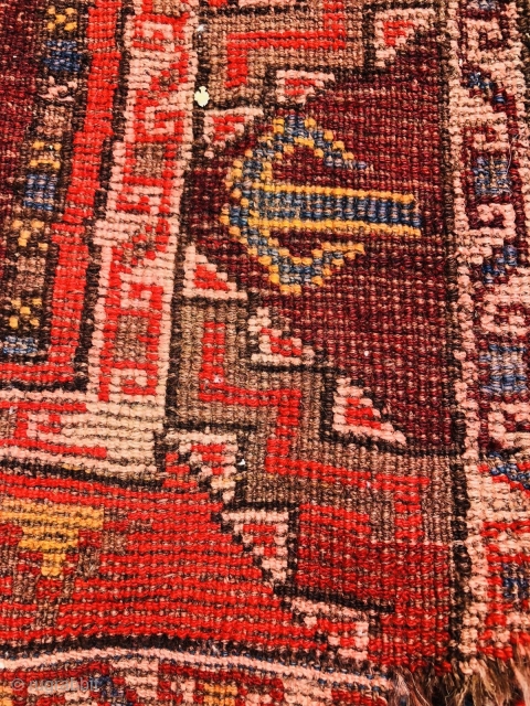 antique carpet.  Uzbek or Kazakh, with small defects along the edges, the pile is well preserved. 110 * 210 cm.            