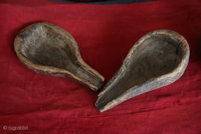   Kazakhstan,(Burkyt ayakh) Wooden utensils, to feed the berkut while hunting. 1920-30, size: 10-15 cm.                 