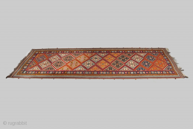 Impressive antique Qashqai kelim runner 585x158cm. In very good condition.

More Info: https://sharafiandco.com/product/antique-qashqai-kelim-runner-585x158cm/
                     