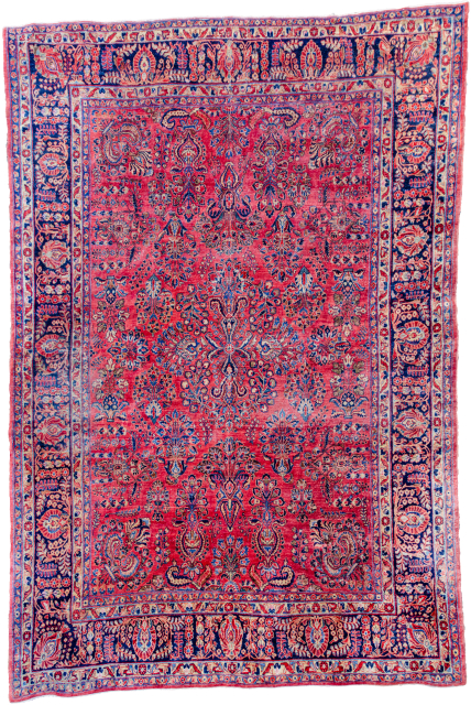 Antique Amercian Saruk 346x270cm, areas of low pile and minute repair. 

More info: https://sharafiandco.com/product/antique-saruk-carpet-346x270cm/

Price plus VAT if in UK and plus shipping           