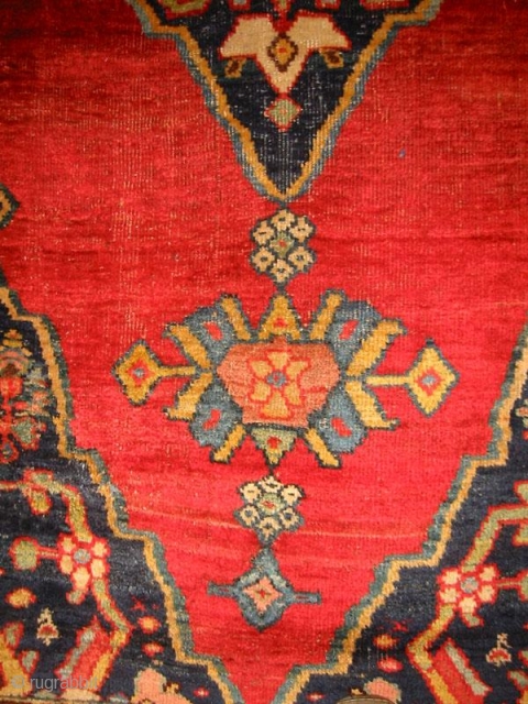 A bijar with kilim design on red ground                         