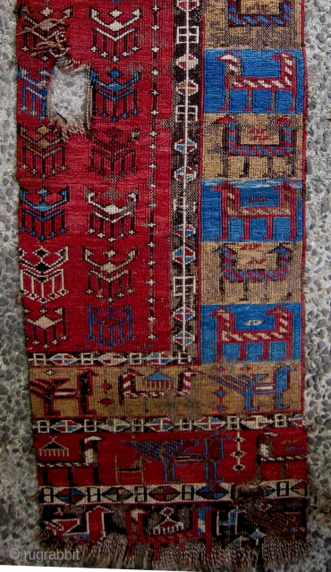 An Old Shah Sewan Flatweave Fragment                           