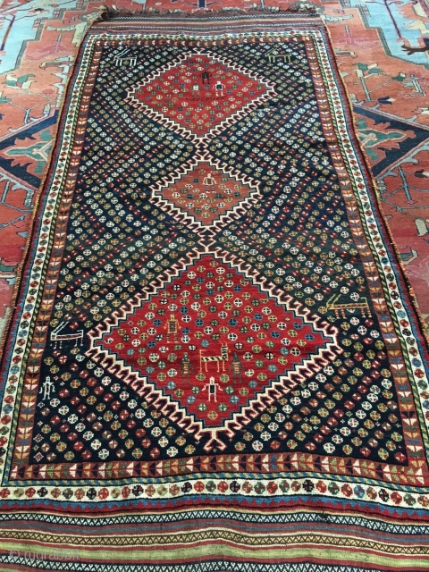 Antique Luri rug (South West Persia) size 9' x 5' A lovely rug with nice wool and bright colours.SOLD              