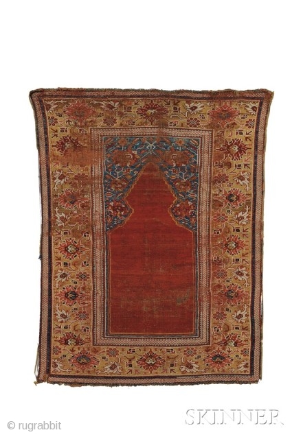 Skinner, Boston 
Auction 2713B 
March 22, 2014, 12:00PM EST 

Transylvanian Prayer Rug,
 Lot: 4

Estimate: $2,000 - $3,000
For more information visit...

http://m.skinnerinc.com/auctions/2713B?utm_source=rugrabbit&utm_medium=web_ad&utm_campaign=2713B_rugs             