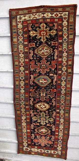 Shahsevan Gallery Rug / Moghan steppe, west of the Talish mountains. Excellent condition, with original kel:m ends and selvedges. Red wefted, with a very well executed weave.  Circa 1870-80. Size; 9\'7\"  ...