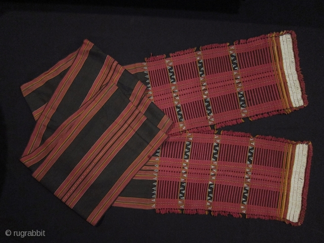 Laos - Katu Loincloth.  Cotton with supplementay weft and white glass beading woven into the fabric.  This piece dates from the early 1950’s. It was woven upon the birth of  ...