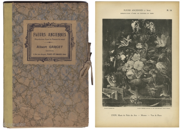 Fleurs Anciennes. France, 1928. 1st series has 45 out of 48 black/white plates - missing plates 36, 40, 42. 2nd series is complete with 63 black/white plates. Each plate is a reproduction  ...