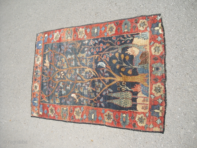 Very rare NW-Persian - maybe Tabriz - small lovely pictorial ru - made around 1860 probably - very clean - great colours - size: approx 76 cm x 122 cm - shipping  ...