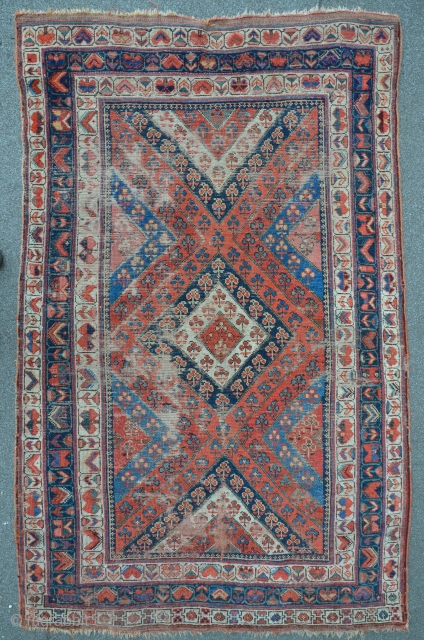 Exceptional Carpet ca. 1870, 128 x 201 cm. I would much appreciate if someone could help me to identify this carpet for which I could not find any analogy. Thanks in advance! 