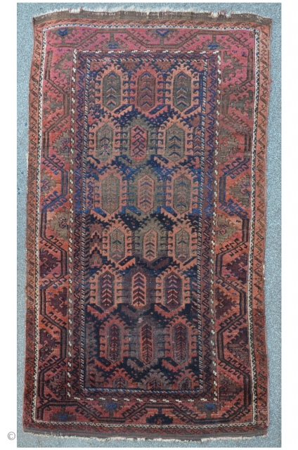 Antique Baluch with Boteh field, fascinating colors, 164 x 88 cm                      