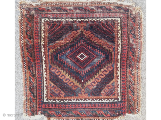 Antique Baluch bagface with Mushwani design, very fine knotted                        