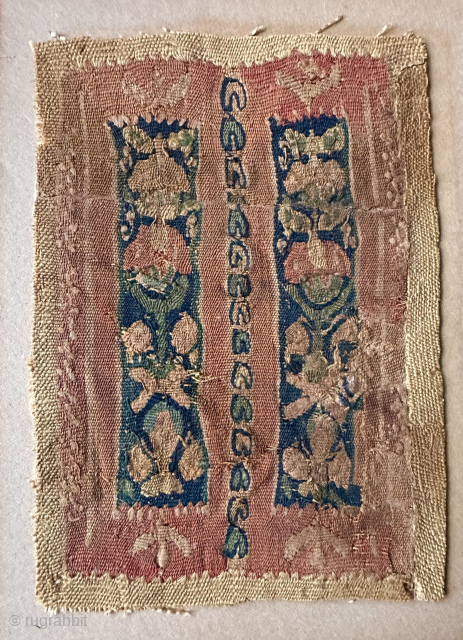 Roman Coptic textile fragment approx 6 x 4 inches                        
