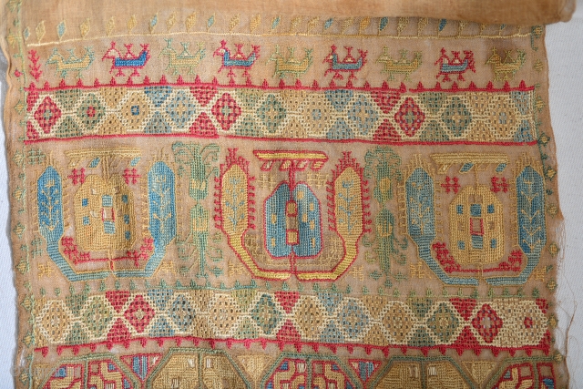 Very early Mytilene / Mitilini Lesbos Greek Islands Ottoman Embroidery. Late 17th / Early 18th                  