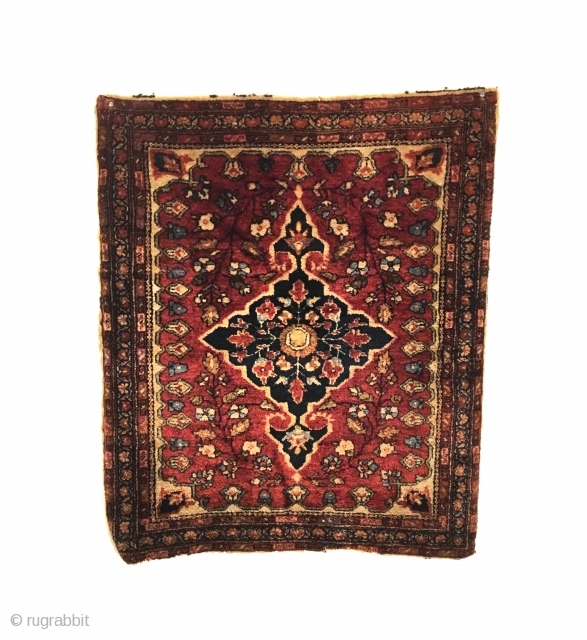 Antique Sarouk Pushti (Small Rug). Circa Antique. 5 colors. Excellent condition with full pile. 2’0 x 2’4. Carefully hand washed.             