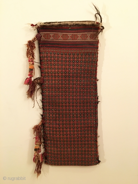 Rare Afghan Baluchistan Money Bag.  Circa Antique.  Flat woven.  Condition: Excellent.  5 colors.  37 x 14in.  Delicately hand washed.        