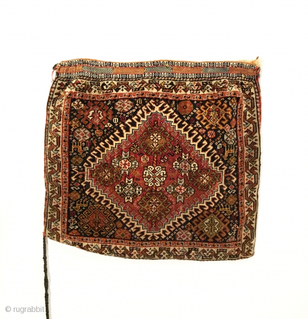 Antique Persian Qashqai Bagface. Last Quarter 19th Century. Excellent condition considering age. 9 colors. 2’0” x 2’2”. Delicately hand washed.             