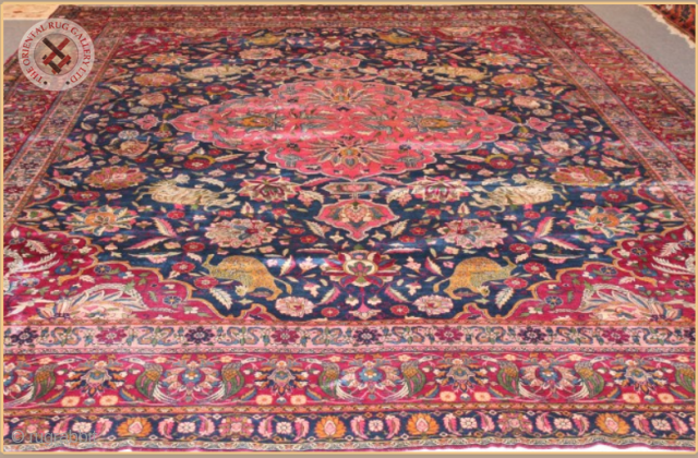 TR1113-
Antique and Rera Tehrani carpet with a safavid design circa 1910 kurk wool on cotton foundation
Very good condition
Size : 4.14m x 3.36m  13`7" x 11`0"       