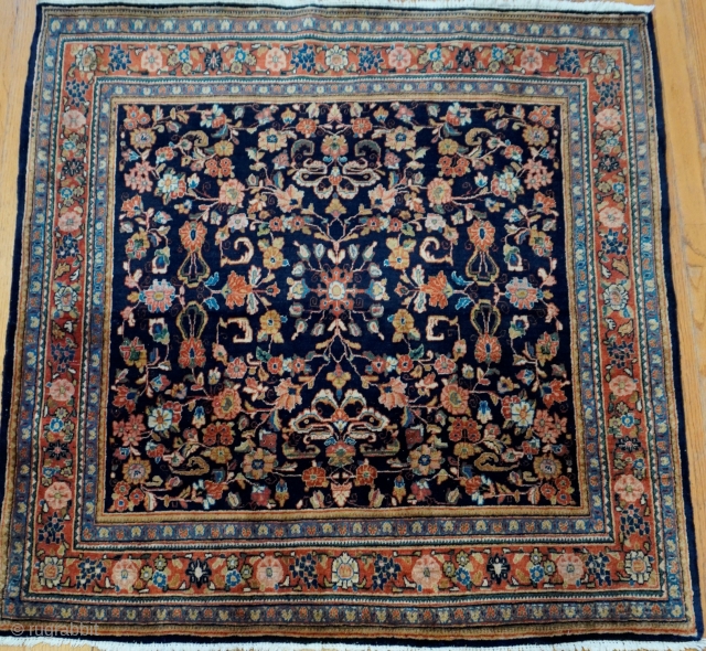 Antique Dabir Kashan rug circa 1900s, size is (4'1" x 4'3" ft) square, full pile, hand washed professionally, no repairs, no stains, no odors, no wears, wonderful condition.     