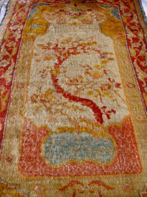 Angora Anatolian Turkish Oushak size 3'4" X 5'11" second or third quarter of 19th Century                  