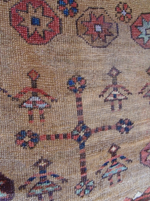 Kurdish rug 3'7" X 4'11" third quarter of 19th Century.                       
