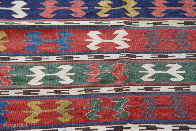 Antique Caucasian Kilim ca. 1900's , size is 6'1" x 7'8"ft. (187 x 233 cm.), very good original condition, has been hand washed professionally just recently.       