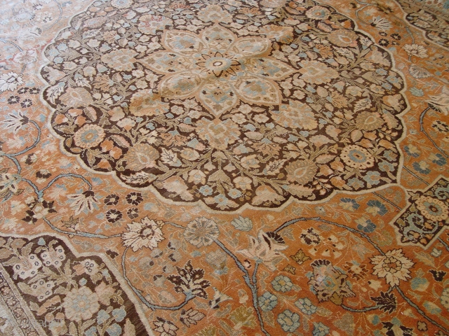 Antique Haj-Jalili Tabriz Large Rug, size (13' x 17'ft.)(397 x 519cm) circa 19th Century, professionally hand washed, wonderful condition , minor area of lower pile or wears.      