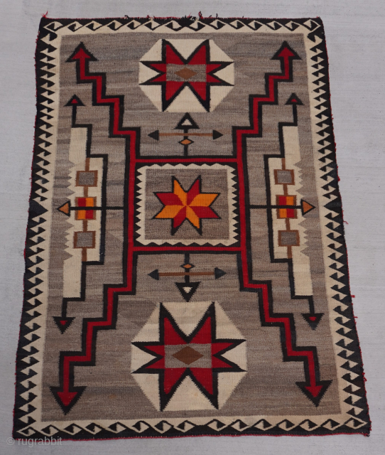 Antique Navajo Native American wool large rug it is (3'9" x 5'8" ft.) please email for more information: thetriballooms@yahoo.com              