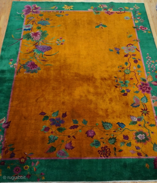 Antique Art Deco Chinese Rug ca. 1920s, 8'10" x 11'5" ft. wonderful condition, hand washed just recently.                