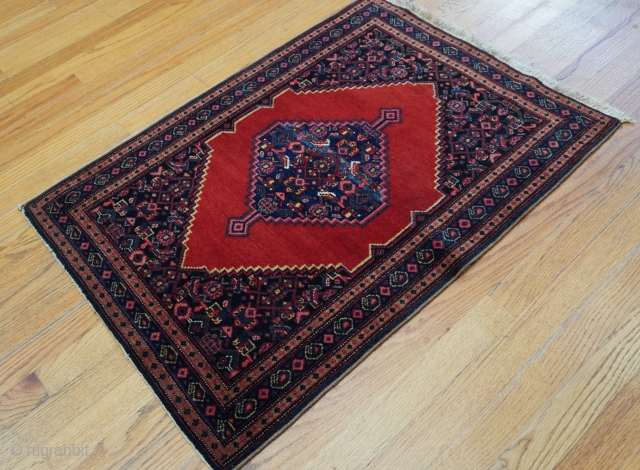 Antique Kurdish Senneh oriental rug, 2'3" x 3'3" (69 x 99 cm.), ca. 1880s-1900s, excellent original condition, has been hand washed and cleaned professionally just recently.       
