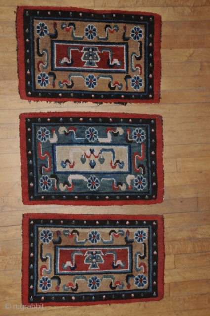 Set of Three piled pillow covers.

Early 20th Century

Tibet                         