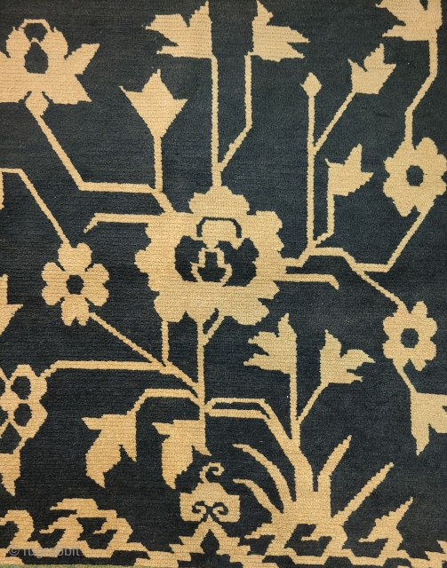 Sleeping Carpet. 
Indigo and beige.
Cotton foundatiin
Circa 1920                          