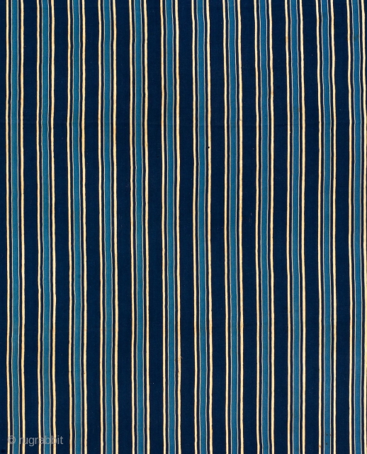 Blanket, 
Ivory Coast,
Cotton,
19th/early 20th Century,
Old European Collection,

105x70 in/267x179 cm. 
An exceptionally fine and early cloth displaying a particularly elegant ratio of vertical stripe proportion on a saturated indigo ground. This textile came  ...