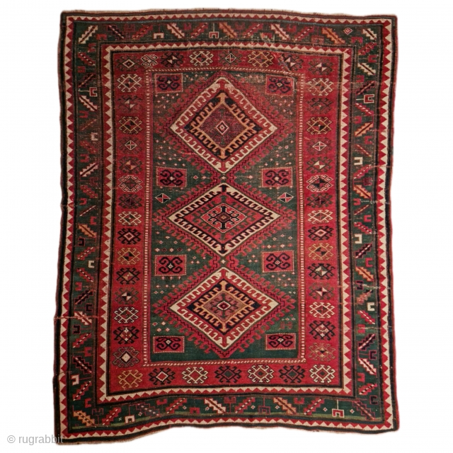 Antique Kazak - Late 19th century 200x160cm. Has areas of wear, tear and repairs.                   