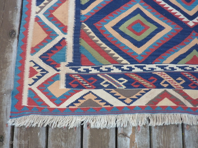 Qashqai Kilim 57" x 79"  Vibrant colors, very slight soiling and no other problems. $400 plus shipping               