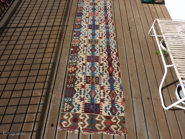 Antique Anatolian kilim half 33" x 11' 6"                         