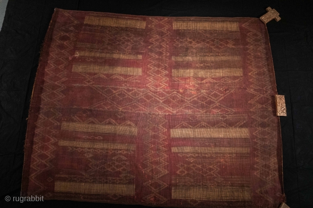 Mid-20th Century Moroccan Tuareg Mat, 200x250 cm, handwoven leather and reed in good conditions                   