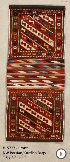 #15737 Mixed Technique Northwest Persian/Kurdish Bags ca. 1900, 1ft.-5in wide by 3ft.-3in. long, excellent condition                  