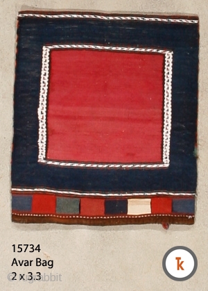 #15734 Avar Bag ca. 1900 - 2ft. wide by 2ft.3in. long Excellent condition on face with several small holes on back.            