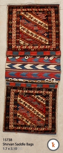 #15738 Shirvan Saddle Bags ca. 1910, 1ft.-7in wide by 3ft.-10in long. Excellent full pile condition.                  