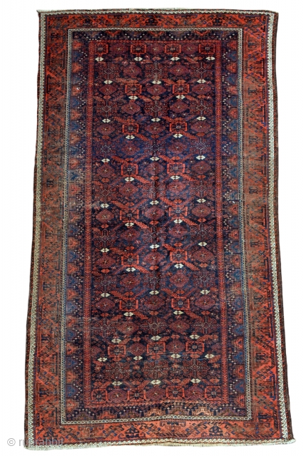 Antique Baluch large size 292 x 157 cm low pile but beautiful, 2nd picture has the better image               