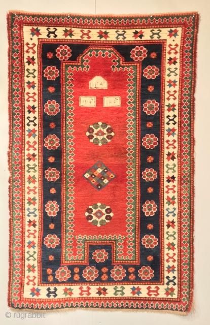 CAUCASIAN KAZAK  FACRALU  CM 1.80X 1.13 1872  FULL PILE IT NEEDS ONLY RESTORATION  BORDURES               