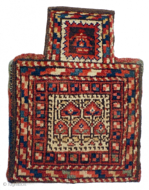 # 886 Unique Kordi namakdan, 35/45 cm, Khorasan, 1st quarter 20th century, good condition, one of the most interesting salt bags with a rare birth motif! Please take a look at our  ...