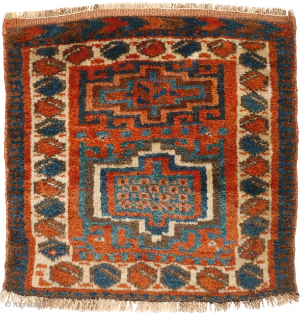 # 1114 Kurdish Khorjin Front, 49/49 cm, Northwest Persia, early 20th century, full soft pile, good natural dyes! For a complete overview of our Autumn Exhibition 2017 please look at our website:  ...