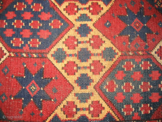 Antique Uzbek napramach, Central Asia, late 19h, nice natural colors, in very good condition, low pile. Size is 66-40 см, 2'3" - 1'4".          