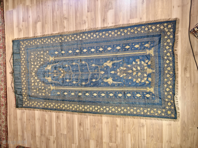 Ottoman Silk and Gold Embroidered Wall Hanging (Possibly 17th–18th Century)
Private Collection, Budapest – Available by Agreement

This exquisite silk wall hanging, richly embroidered with gold threads, is a rare and distinguished example of  ...