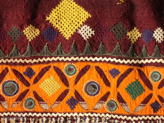 This is a traditional shawl of "Rabari" community. Circa 1920s.  This unique shawl is collected from Nangarparkar, Sindh, Pakistan neibouring border with Kutch, Gujrat, India.I t was used as bridal veil  ...