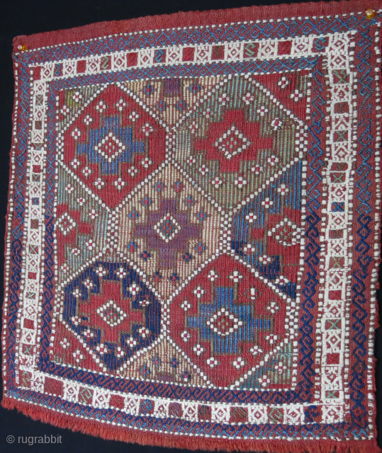 Caucasus Azerbaijan kilim bag face with saturated colors. size : 22" X 20" - 56 cm X 51 cm Circa : second half of 19th cent.       