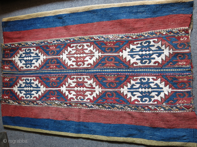 Taurus Mountains tribal large size cloting sack, sumak weave, mostly good colors and great condition, no repairs Circa 1900-1920s size:  53" X 35" - 135 cm X 88 cm   